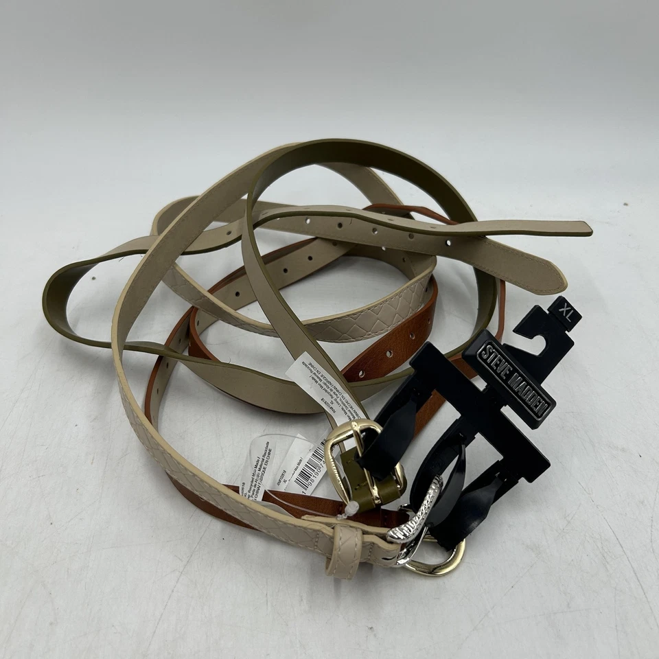 Steve Madden Conjunto de Cinturón Mujer XL Beige Oliva Marrón Paquete de 3 Multi Estilo Moda Nuevo Foto 2 de 4