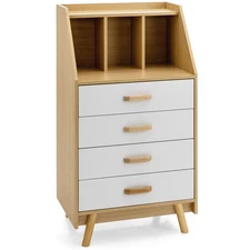 3-Cube Chest of Drawers Storage Organizer 4-Drawer Dresser with Countertop