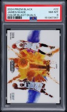 2024 PANINI PRIZM BLACK COLOR BLAST DUALS #22 DWYANE WADE/LEBRON JAMES PSA 8