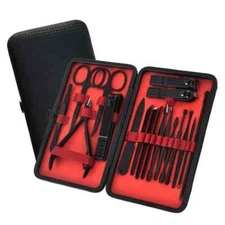 18 Piece Black Nail Clipper PU Box Hot Sales Beauty Clipper Nail Clipper Set