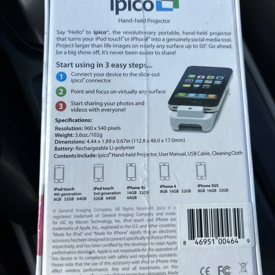 IPICO Hand-Held LED Projector for iPod & iPhone Model PJ205 BRAND NEW Sealed - Image 2 of 4