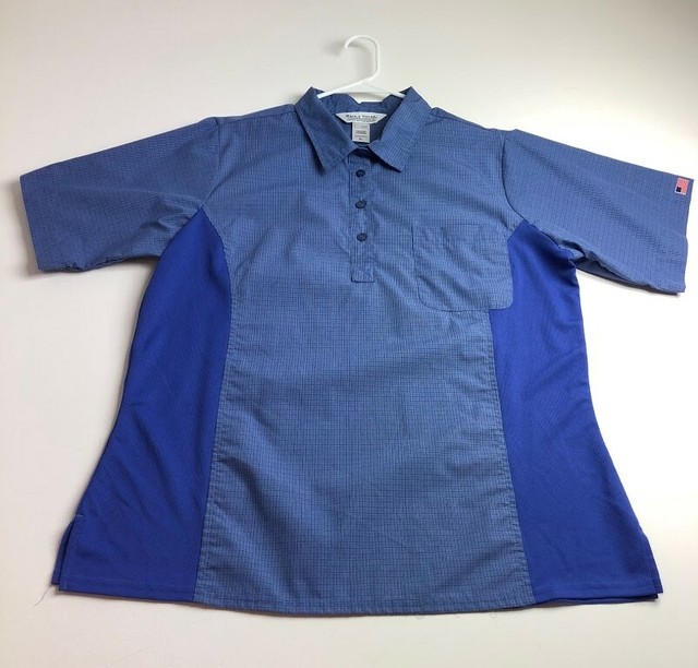 Waffle House Women’s Employee Uniform Button Down Shirt XL Blue Plaid