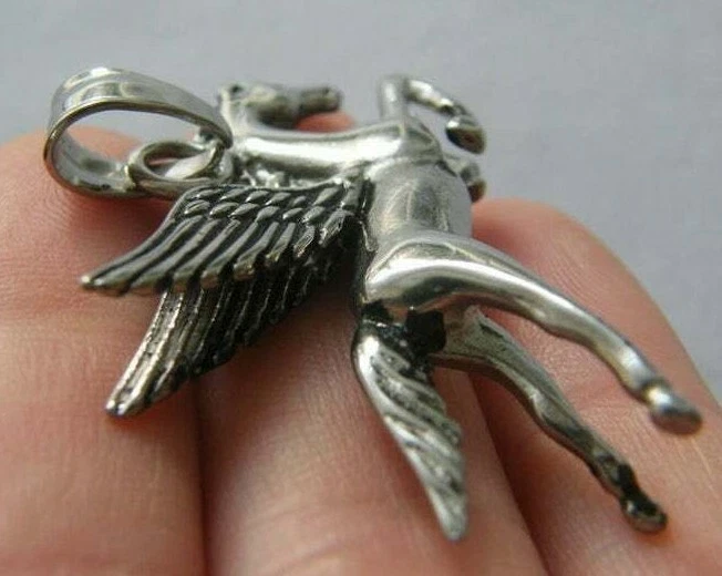 Твердый металл мужской лошадь подвеска подвеска 14K белое золото покрытием серебра - Изображение 4 из 4