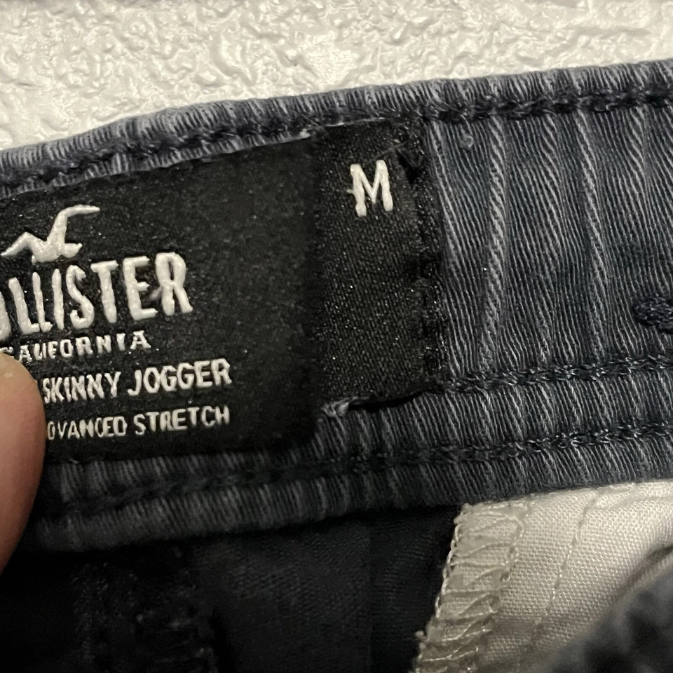 Pantalones de chándal chinos ajustados elásticos avanzados Hollister para hombre talla M gris y cordón Foto 4 de 4