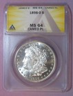 1898-O Morgan silver dollar ANACS MS64 CAMEO PL — photo 1