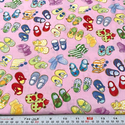Vintage 2004 Blank Textiles Shoes on Pink Cotton Fabric by the HALF ...
