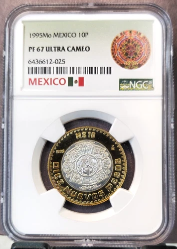 1995 MEXICO SILVER 10 PESOS NGC PF 67 ULTRA CAMEO LOW MINTAGE RARE HIGH GRADE