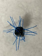 Custom Made 1/2" Cube Fuzzy Dices Fishing Baits Black/Blue Glitter w/ Blue Legs 