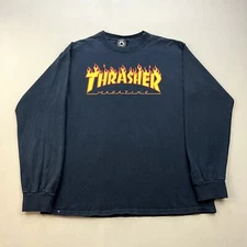 Thrasher Magazine T-Shirt Adult Medium Black Long Sleeve Skateboard Flame Logo