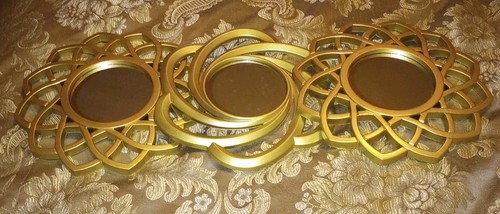 3 Gold Mirrors Sunburst Starburst Small Glass Plastic 9.75" Home Mirror Accent - Picture 7 of 17