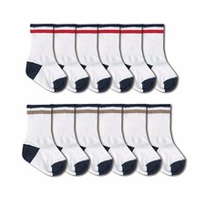 Jefferies Socks Baby Boys Seamless Stripe Ribbed Tube Crew Sport Ankle 6 Pairs