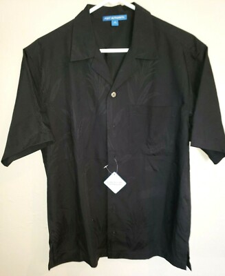 mens NEW NWT black BUTTON DOWN SHIRT PORT AUTHORITY size small PRINT ON FABRIC