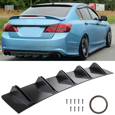 Rear Diffuser 10 Fins Bumper Lip Splitter Spoiler Carbon Fiber For Honda Accord