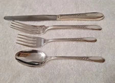 Wm Rogers 1941 PRISCILLA LADY ANN Silverplate Flatware Dinner Set 4 Pcs.
