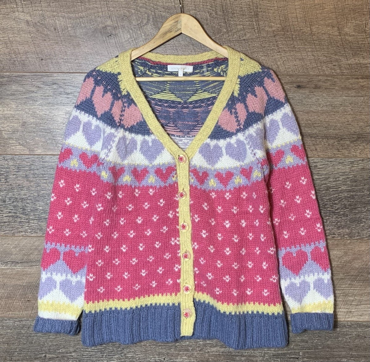 LoveShackFancy Deena Cardigan Hearts Baby Alpaca M Wool Blend RRP