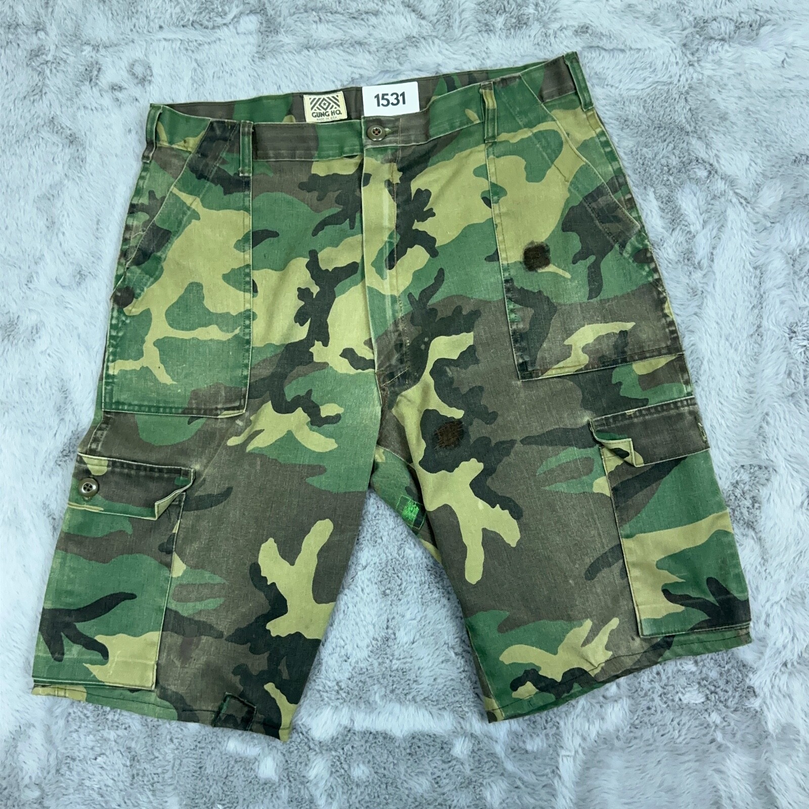 Gung Ho Shorts 34 Woodland Camouflage Classic Heavy Cargo Shorts Made