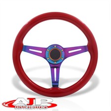 Deep Dish 6-bolt Red Wood Neo Steel Steering Wheel Horn Universal 350mm 14