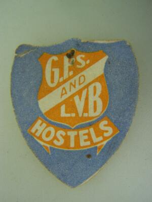Vintage card pin badge G.F.S. and L.V.B.Hostel Girls Friendly Society       1425