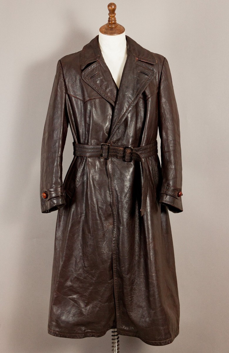 1940s Striwa German Officer's Goatskin Leather Trench Coat | Size