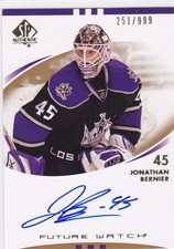 2007 07-08 SP Authentic #219 Jonathan Bernier Autograph RC Rookie 251/999