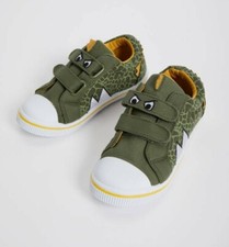 Boys Kids Khaki Dinosaur Canvas Trainers  size 9 infants