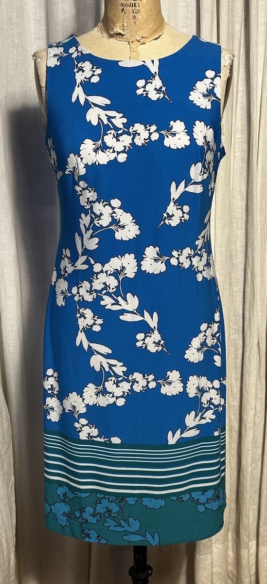 CHAPS Womens Straight Sleeveless Floral Print Jersey Dress Sz 6 Pre-owned