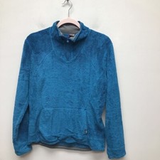 The North Face Womens Fleece Jacket Blue 1/4 Zip Pocket Mock Neck Waist Length S