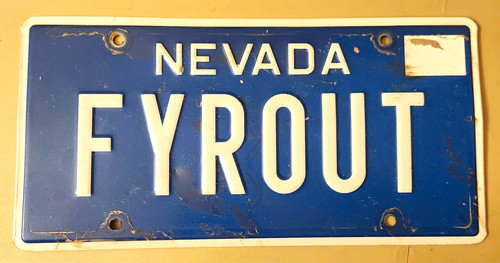 Nevada FYROUT Fire Out Vanity License Plate Firefighter