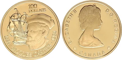 Kanada 100 Dollar Gold 1984 Jacques Cartier 1/2 Unze PP   131956 - Bild 1 von 3
