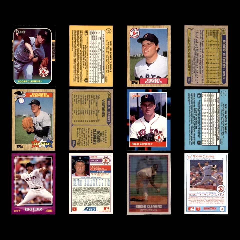 Lote 89 tarjetas de béisbol diferentes Roger Clemens 1987-2005 Medias Rojas/TOR/NYY/Astros Foto 3 de 4