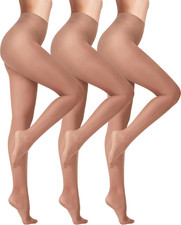 3 Pairs 20D Women'S Sheer Tights Ultra Sheer Pantyhose with Control Top