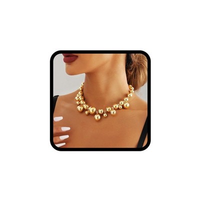 Boho Chunky Choker Halskette Gold Punk Perlen Halsketten Dicke Halskette Kett...