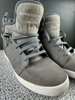 Supra Skytop 1 Muska 001 Grey Canvas Suede High Top Skate Shoes Mens US 11 EU 45