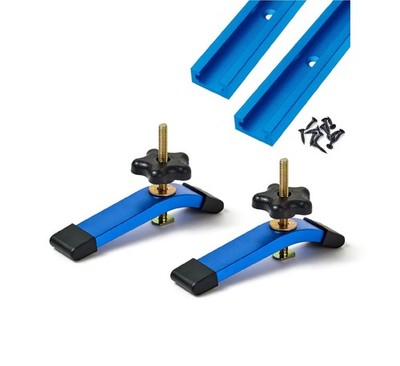 Aluminum 24''X2 T-track with 2pk Hold Down Clamps,6-3/8''L x 1-1/4''Width-Woodwo...