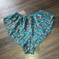 Vintage Hi Cut VICTORIAS SECRET Gold Label PJ Sleep Shorts Siz e L Satin Floral