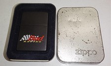 Vintage 1998 Zippo Lighter Bud Racing Black Matte February B XIV With Tin Box
