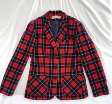 VINTAGE Pendleton Blazer Women s Red Tartan Christmas Plaid 100 Wool Size S / M