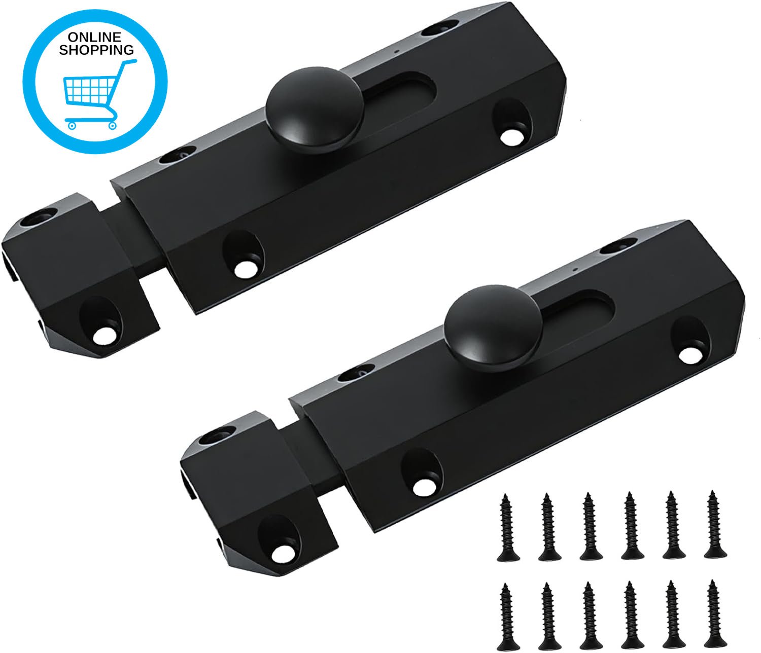 Door Bolts for Internal Doors, Secure Privacy Door Latches, Black Door Bolt Set