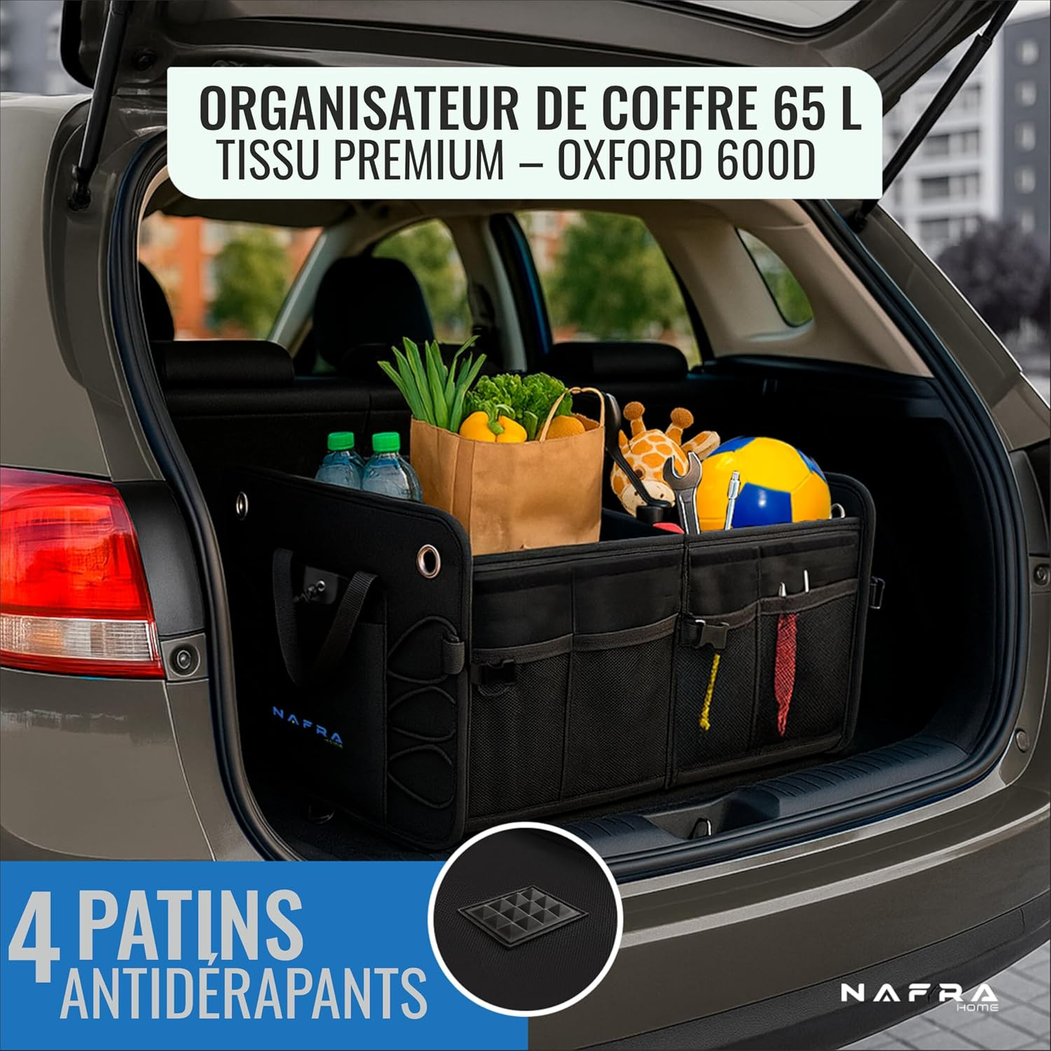 Rangement coffre voiture 65L pliable et accessoire rangement intérieur auto