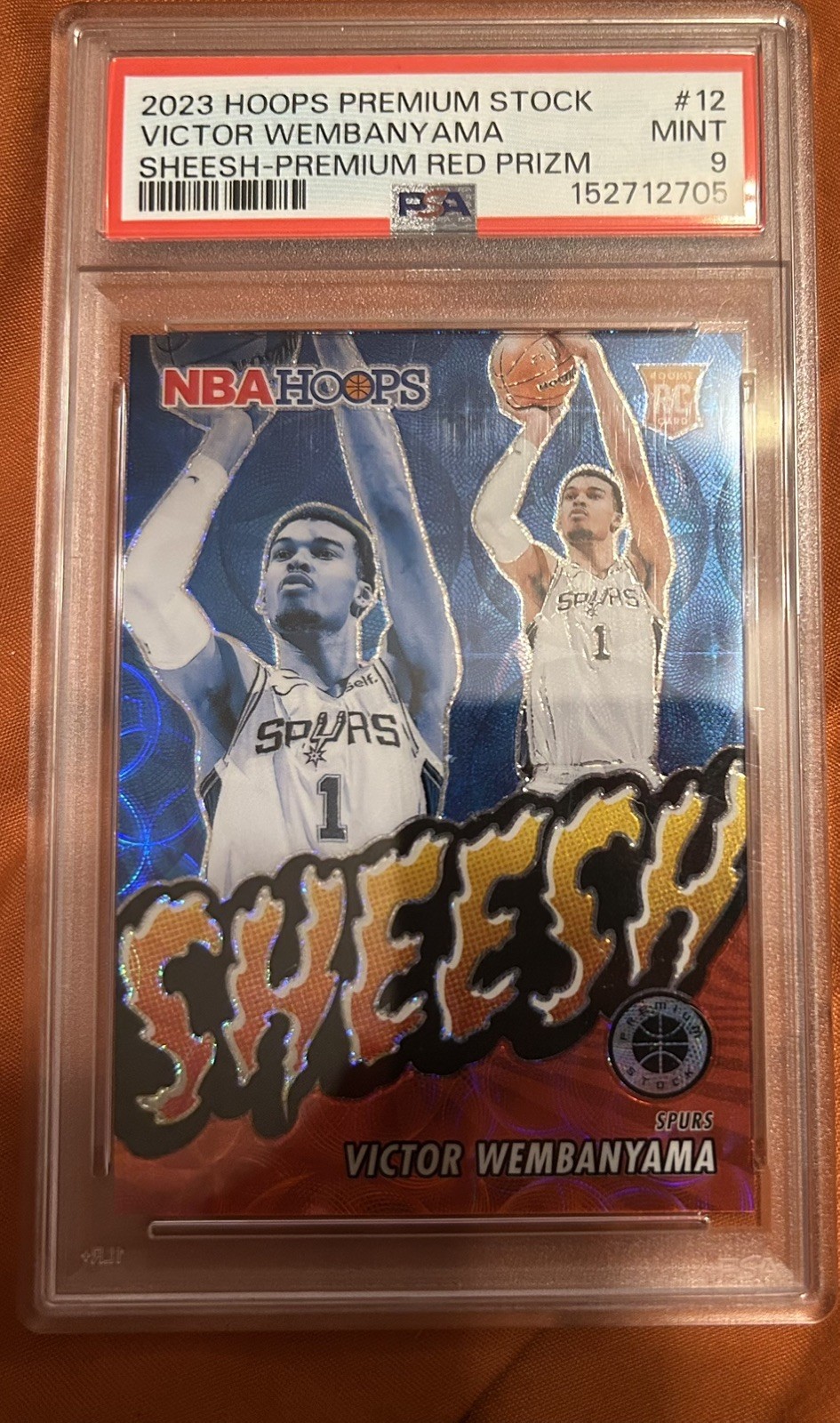 2023-24 Hoops PS Victor Wembanyama Rookie Sheesh Prem Red Prizm /88 PSA 9