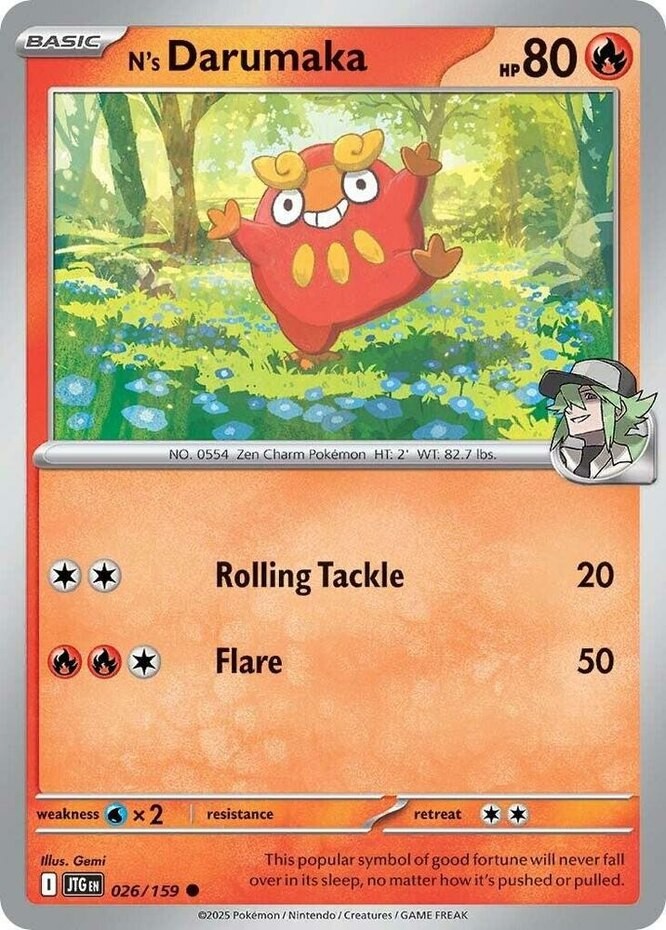 N's Darumaka - 026/159 - Common - Reverse Holo - Near Mint - Scarlet & Violet - 