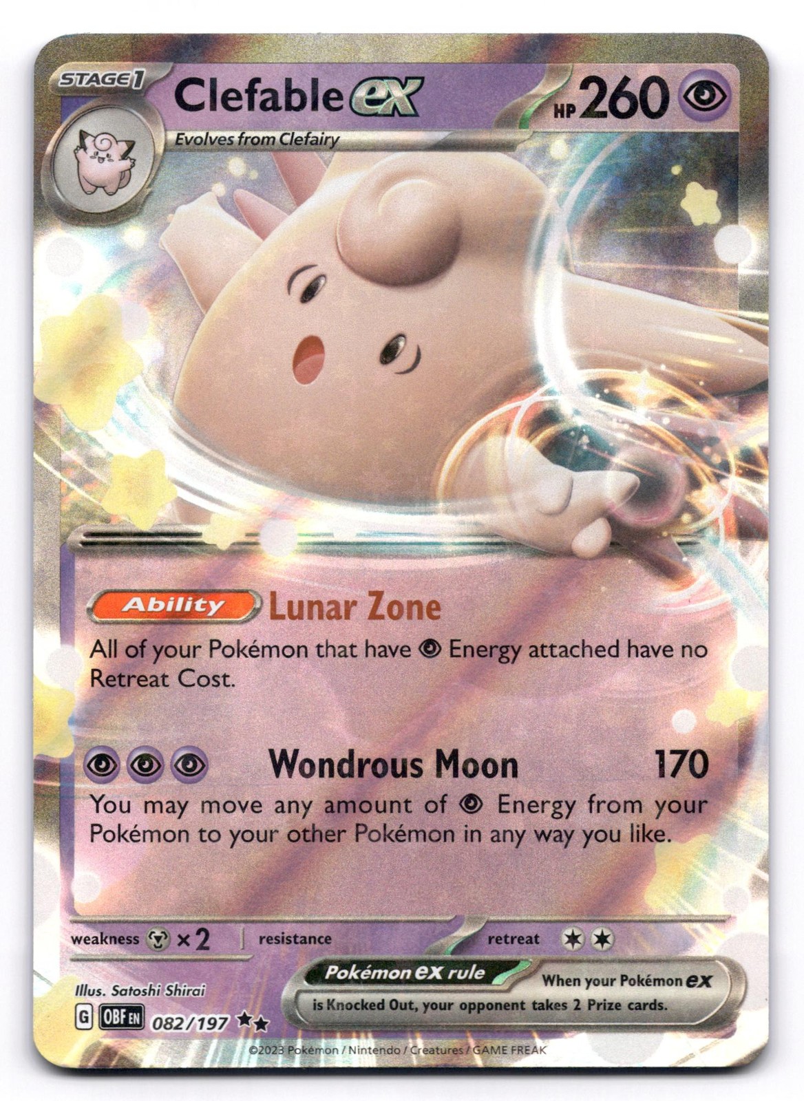 Clefable ex NM 082/197 Holo Obsidian Flames Pokemon Double Rare