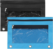 Pencil Pouches, Zipper Binder Pencil Pouch Pen Case With 3 Holes, 3 Ring Zippere