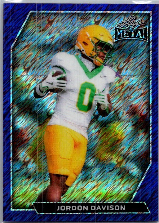 Jordon Davison 2026 Leaf Metal Football Base Card Purple /7