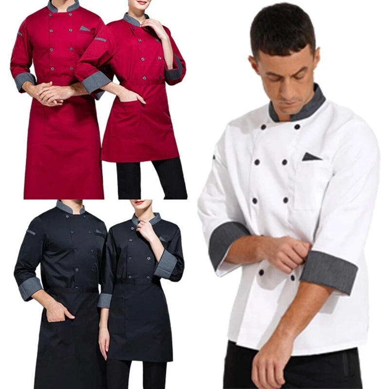 Professional Chef Coat Men Women Long Sleeve Chef Jacket Hotel Works Uniform - Image 3 of 4