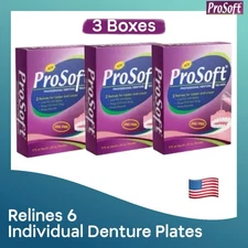 ProSoft Denture Reline Kit 3 Pack-Soft, Zinc-Free-6 Relines-Easy DIY-Made In USA