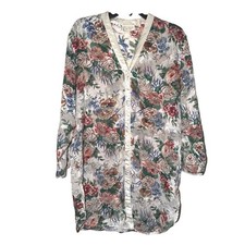 Vintage Victoria's Secret Gold Label Floral Burnout Gown Pink Blue Rose small