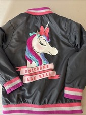 Girls Disney Minnie Mouse Varsity Bomber Jacket Unicorns Are Real SZ Large 10-12