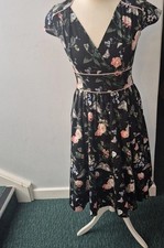 Lindy Bop Black Floral Dress Size 8 CHARITY SALE
