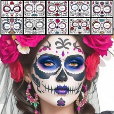 Day of the Dead Face Tattoos Halloween Temporary Tattoos For Halloween Party